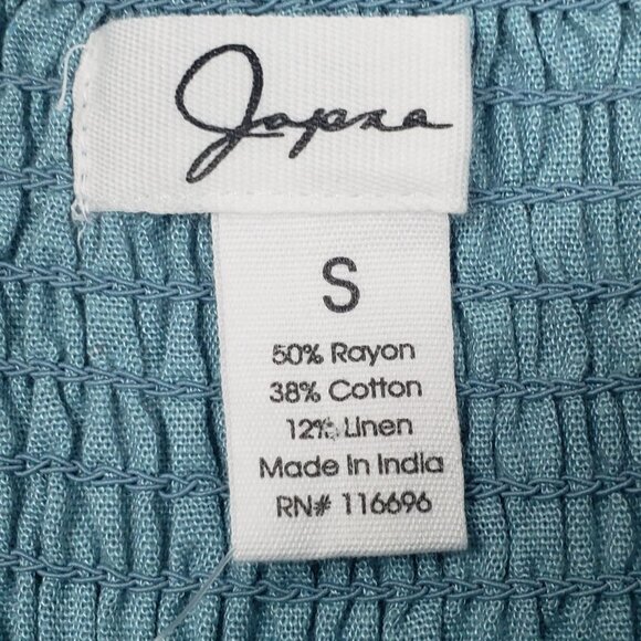 Japna Linen Blend Midi Dress Womens Small Blue Puff Sleeve Milkmaid Babydoll NWT - Picture 2 of 16